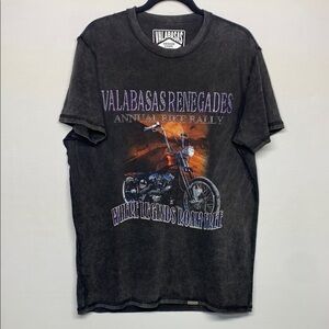 Valabasas Black Short Sleeve Tee with Vintage Motorcycle Graphic